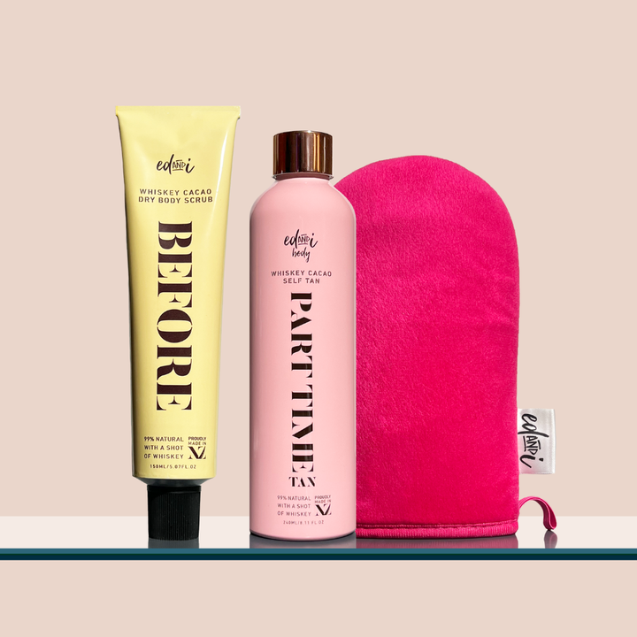 BEFORE + PART TIME self tan + Mitt