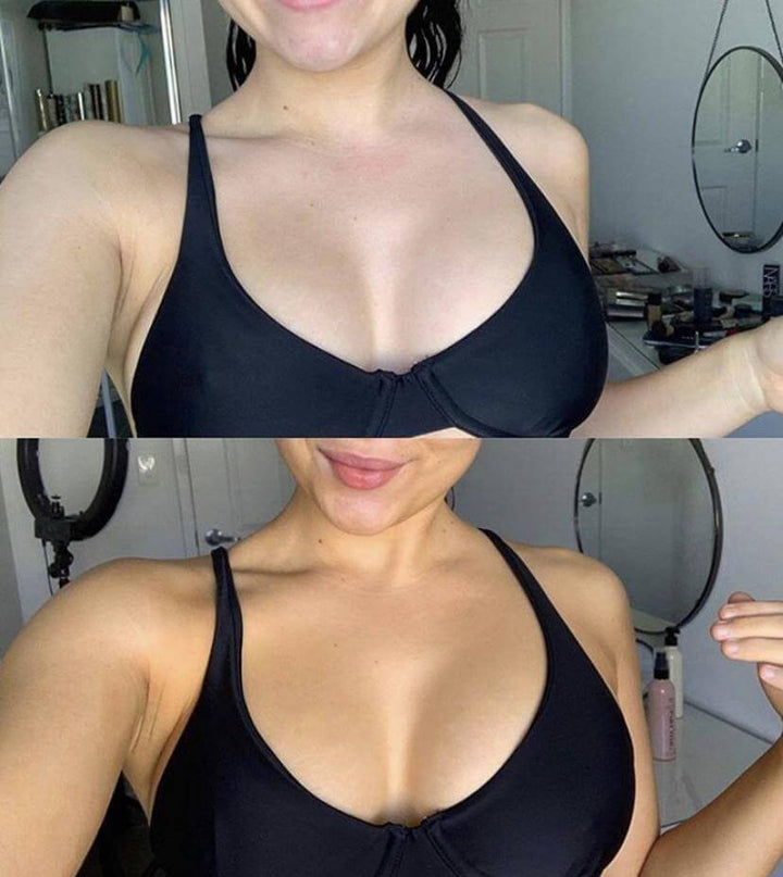 Mini Part Time Self Tan 100ml bottle – buildable streak-free sunless self tanning golden liquid before vs after